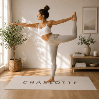Tapete de Yoga Bege Personalizado Moderno