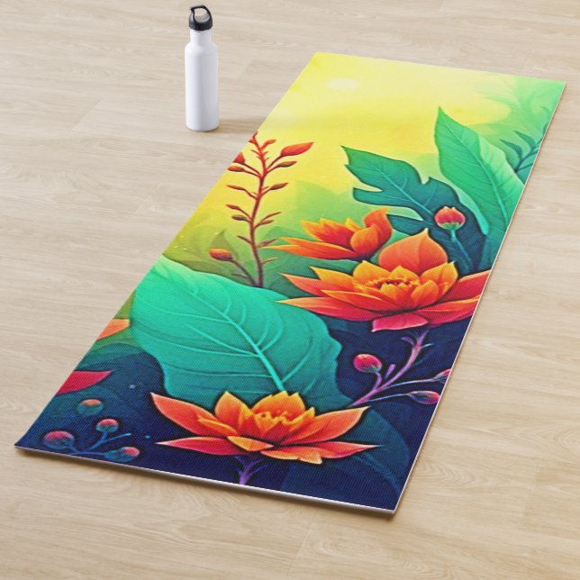 Tapete De Yoga Beleza Floral Abstrato vibrante (In Situ)