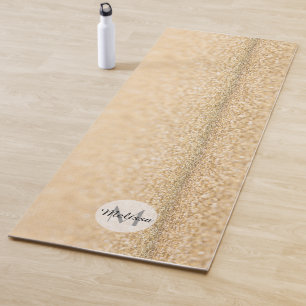 Tapete De Yoga Belo brilho dourado do champanhe brilha Monograma