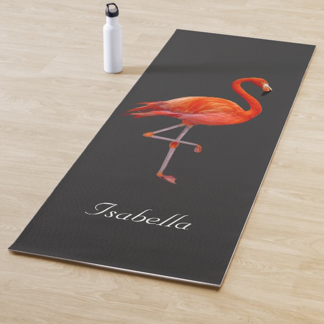 Tapete De Yoga Belo flamingo no preto personalizado (In Situ)