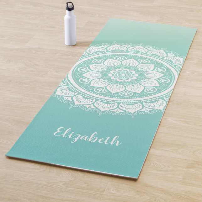 Tapete De Yoga Belo Teal Mandala Padrão Yoga Mat (In Situ)