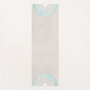 Tapete De Yoga Belo Turquesa Azul Lotus Mandala