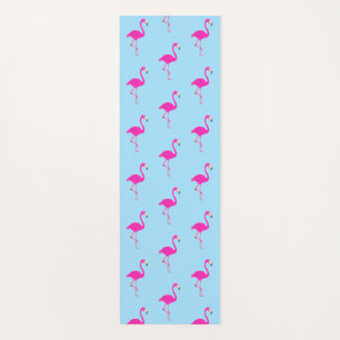 Tapete De Yoga Belos flamingos em azul claro