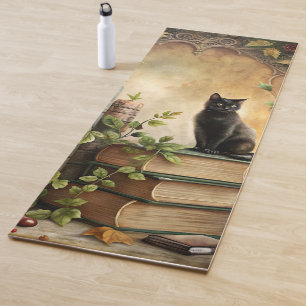 Tapete De Yoga Biblioteca Encantada do Gato Preto
