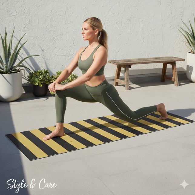 Tapete De Yoga Black and Metallic Gold Horizontal Striped (Black and Metallic Gold Horizontal Striped Yoga Mat)