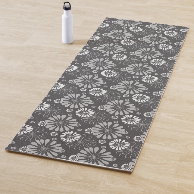 Tapete De Yoga Black and White Daisies Floral Yoga Mat (In Situ)