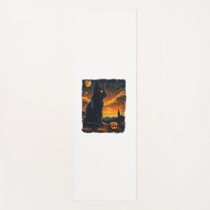 Tapete De Yoga Black Cat Starry Night Van Gogh Pumpkins Bats Hall