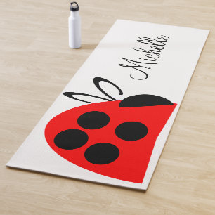 Tapete De Yoga Black Ladybug Vermelho Escuro Branco Nome Personal