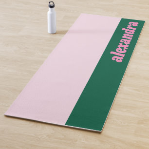 Tapete De Yoga Bloco de Cor Pastel Brilhante Rosa Verde Personali