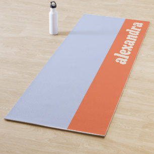 Tapete De Yoga Bloco de Cor Pastel Personalizado Azul e Laranja