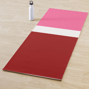 Tapete De Yoga Bloco de Cor Rosa Branco Marrom Vermelho