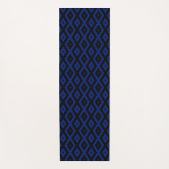 Tapete De Yoga Blue and black diamond pattern (Frente)