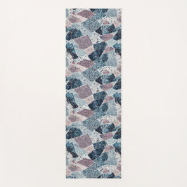 Tapete De Yoga Blue and Mauve Abstract Terrazzo Design