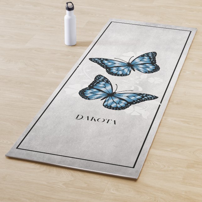 Tapete De Yoga Blue Butterfly Floral Yoga Mat (In Situ)
