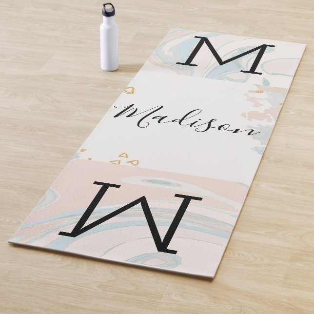 Tapete De Yoga Blue Coral Marble Trendy Monograma Yoga Mat (In Situ)
