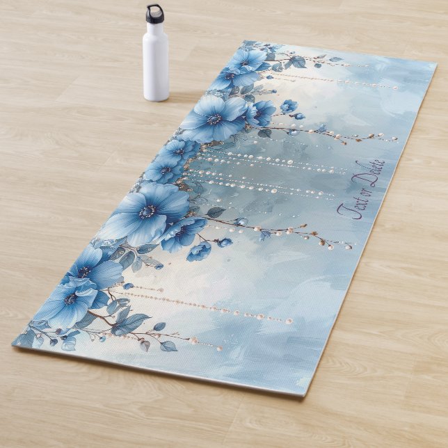 Tapete De Yoga Blue Flowers and Pearls Yoga Mat (In Situ)