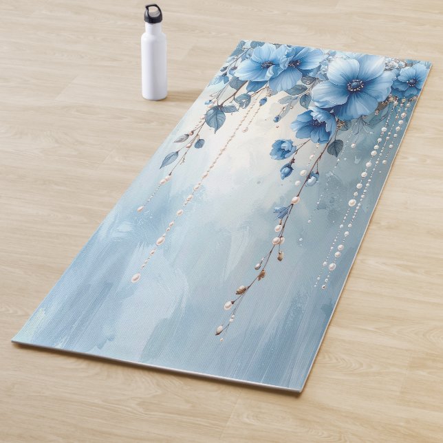 Tapete De Yoga Blue Flowers and Pearls Yoga Mat (In Situ)