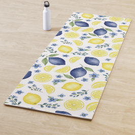 Tapete De Yoga Blue French Country Lemon Pattern