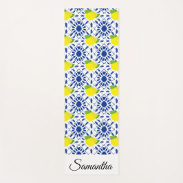 Tapete De Yoga Blue Geometric Lemon Tile