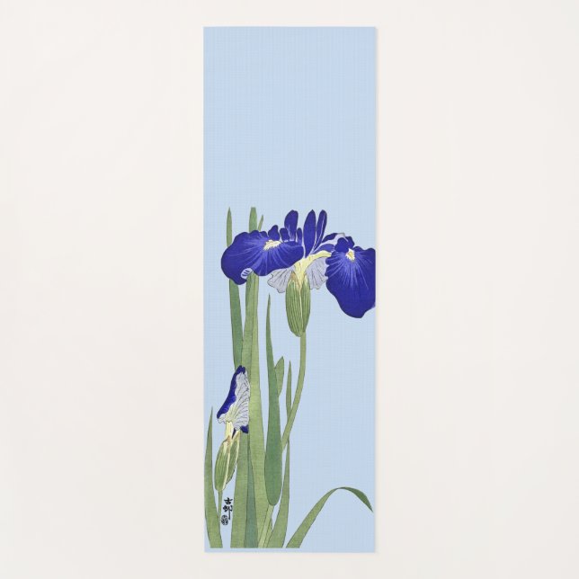 Tapete De Yoga Blue Irises de Ohara Koson (Frente)