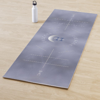 Tapete De Yoga Blue Tie Dye, Crescent Moon, Alinhamento Yoga Mat