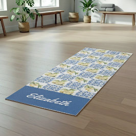 Tapete De Yoga Blue Tile French Country Lemon Pattern Name
