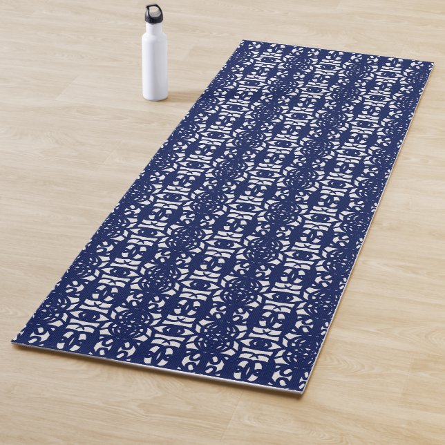 Tapete De Yoga Blue & White Unique Abstract Pattern (In Situ)