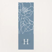 Blue Wildflower Watercolor Custom Monogram Name