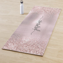 Blush Brilho Rosa Dourado Monograma Script Metaliz