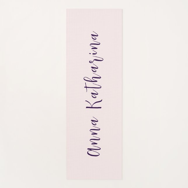 Tapete De Yoga Blush Sólido de Nome de Script Elegante (Frente)