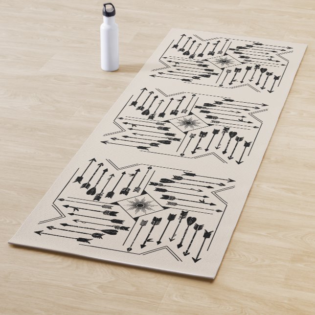 Tapete De Yoga Boho Arrows e Sun V12 Sq ID748 (In Situ)