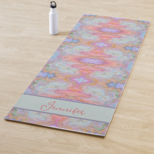 Tapete De Yoga Boho cor-de-rosa Abstrato Bonito Pavimentos de Pas