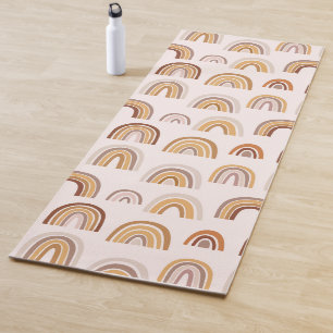 Tapete De Yoga Boho Desert Rainbow Abstrato Arch Pattern Taupe