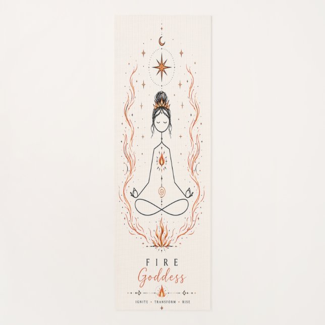 Tapete de Yoga Boho Deusa do Fogo (Frente)