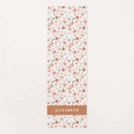 Tapete De Yoga Boho Floral Terracotta Modern Personalized