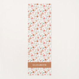 Tapete De Yoga Boho Floral Terracotta Moderno Personalizado