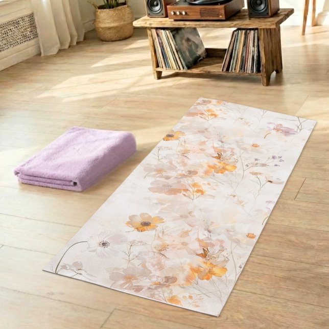 Tapete De Yoga Boho Floral Watercolor  (Criador carregado)