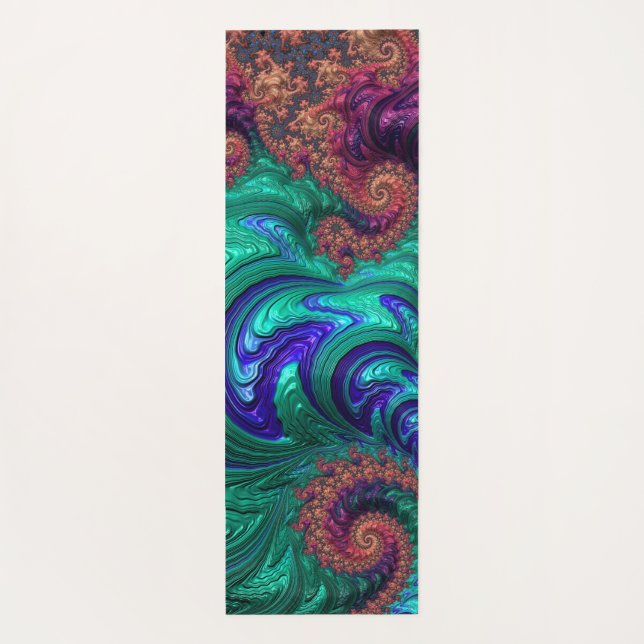 Tapete De Yoga Boho Groovy Colorful Jewel Tone Fractal (Verso)