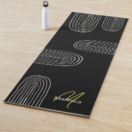 Tapete De Yoga Boho Mid Century Chic Arco-íris Monograma