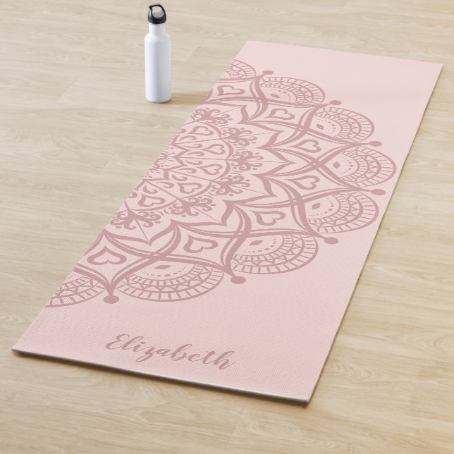 Tapete De Yoga Boho Personalizado Moderno - Tinta-Rosa Esmagada (In Situ)