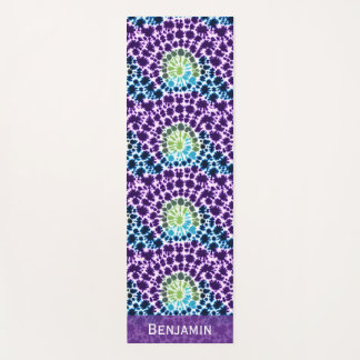 Tapete De Yoga Boho Roxo Verde Turquesa Padrão Tie-Dye