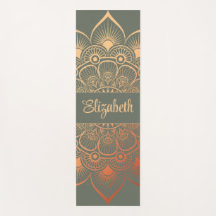 Tapete De Yoga Boho Sage Green Mandala Nome Personalizado Yoga Ma
