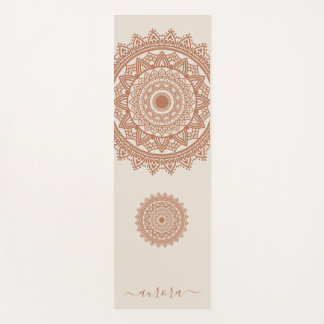Tapete De Yoga Boho Terracotta Mandala sobre o nome personalizado