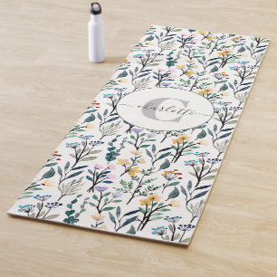 Tapete De Yoga Boho Watercolor Flores Selvagens Nome do Padrão M