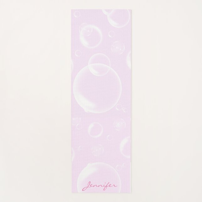 Tapete De Yoga Bolhas rosa Bonito personalizadas Nome Yoga Mat (Frente)