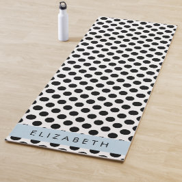 Tapete De Yoga Bolinhas Pretas e Brancas, Pontas, Seu Nome