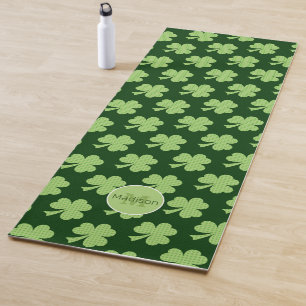 Tapete De Yoga Bolinhas Shamrock Padrão verde Ladybug Monograma