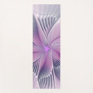 Tapete De Yoga Bonito Flor Rosa Moderna Abstrato de Arte Fractal