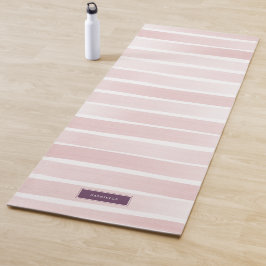 Tapete De Yoga Bonito Personalização de faixas de aquarela rosa
