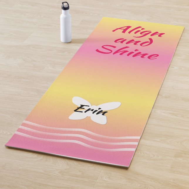 Tapete De Yoga Borboleta Básica com Ondas - Limonada Rosa (In Situ)